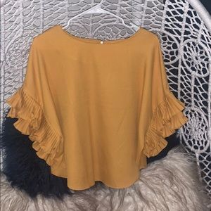 Gold blouse w/ quarter zip back
